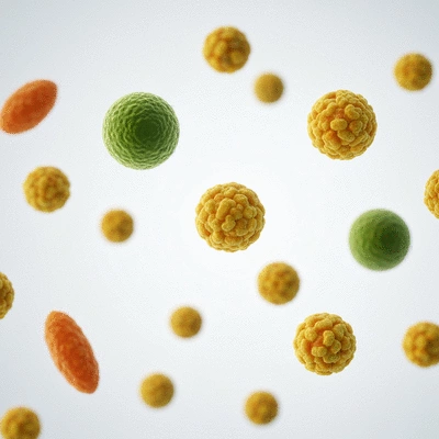 Microscopic view of various pollen grains